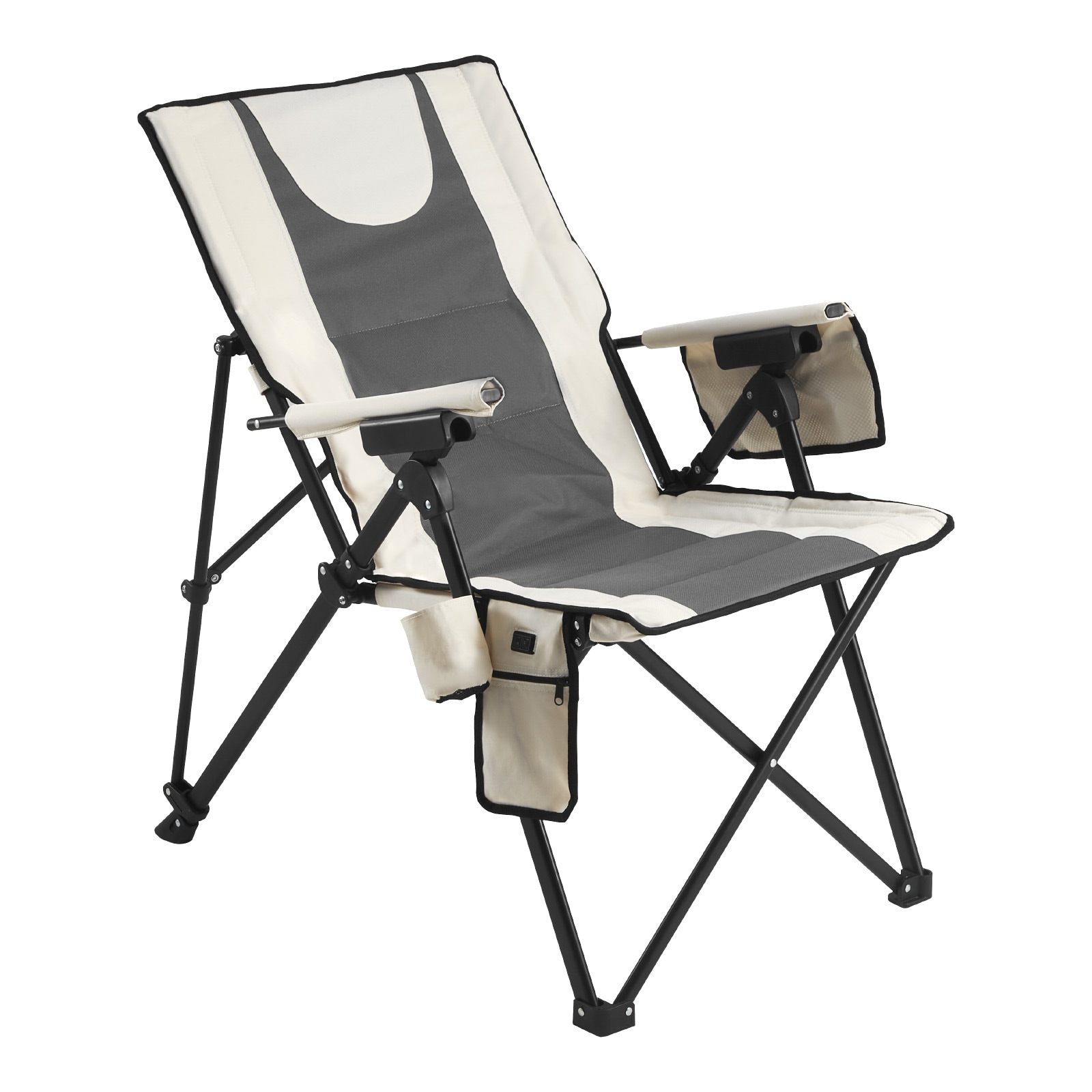 Heated Camping Chair, 3 Heat Settings, High Back Folding Camping Chair, Supports 260lbs, Full Padded Beach Chairs With Armrest & Cupholder, Portable Lawn Chairs For Outdoor Sports Travel_maomaolike.com